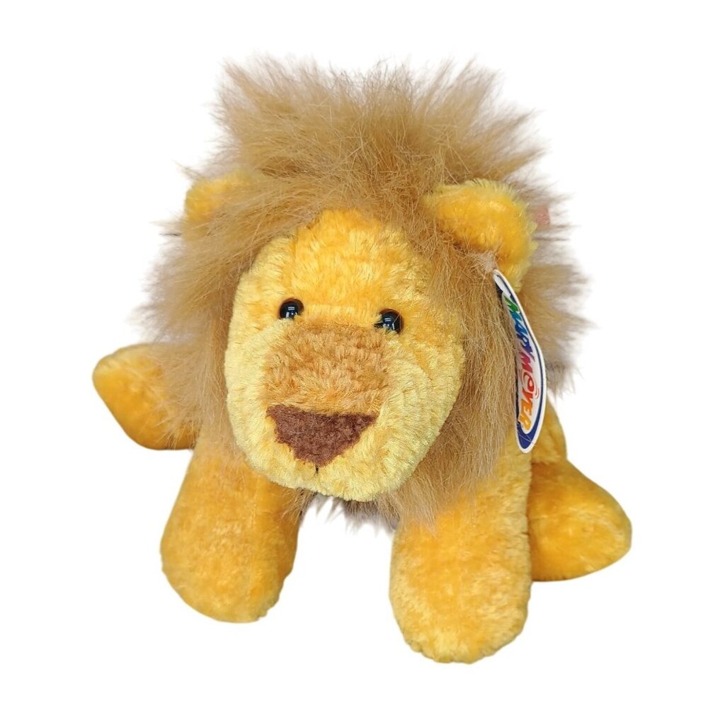 Mary Meyer Stuffed Lion Plush Toy With Red Checkered Bow